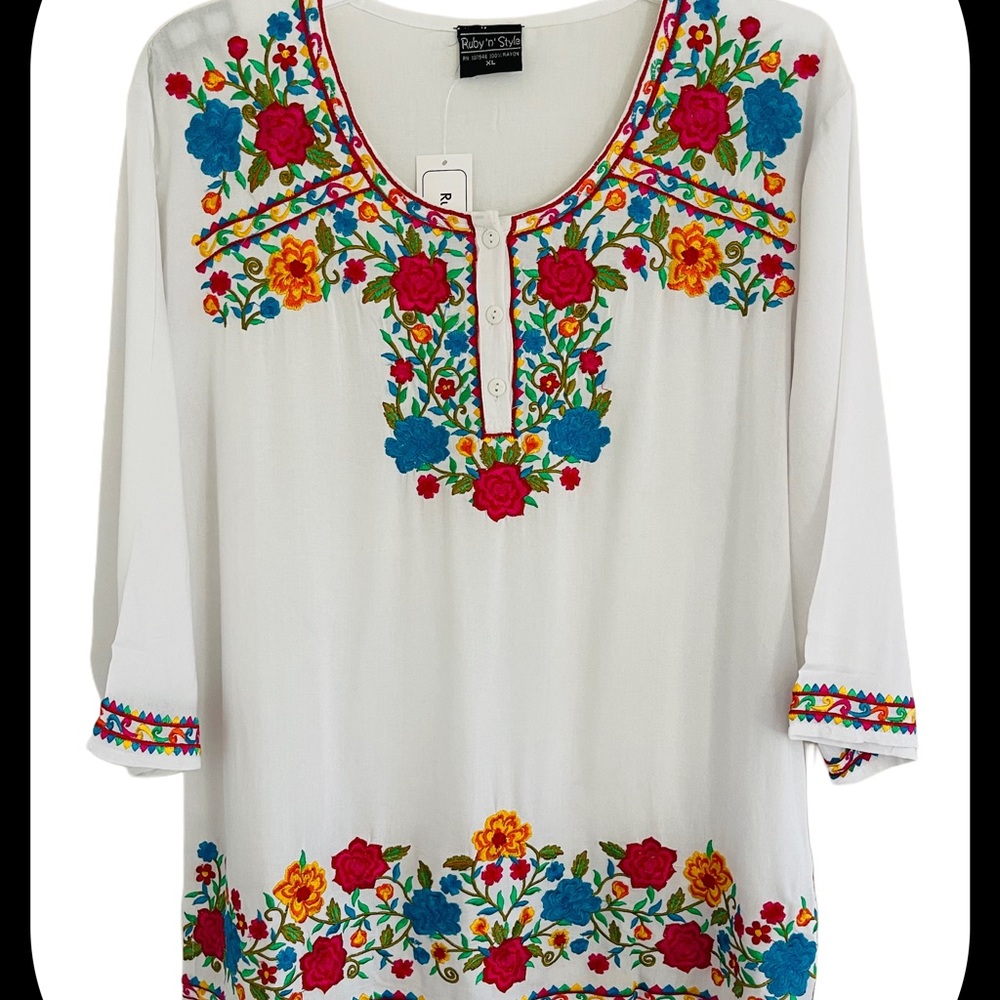 100% Rayon Embroidered Tops